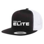 HAT - Flat Bill -2-TONE - BLACK/BLACK/WHITE & White Stitch