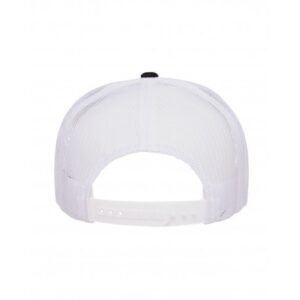 HAT - Flat Bill -2-TONE - BLACK/BLACK/WHITE & White Stitch - Image 2